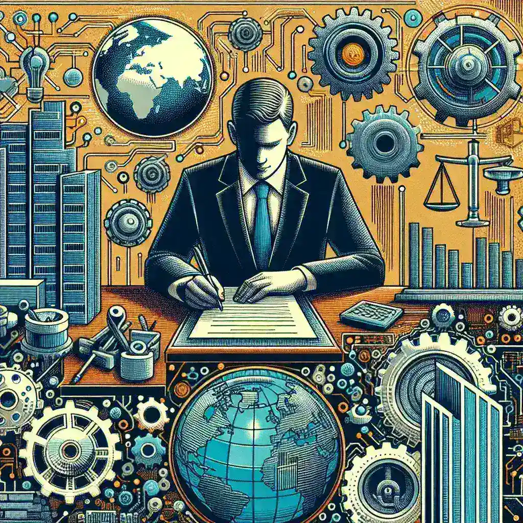 "Graphic illustrating the Trump Administration's AI Action Plan focusing on infrastructure improvement and deregulation strategies in the context of global technological competition."